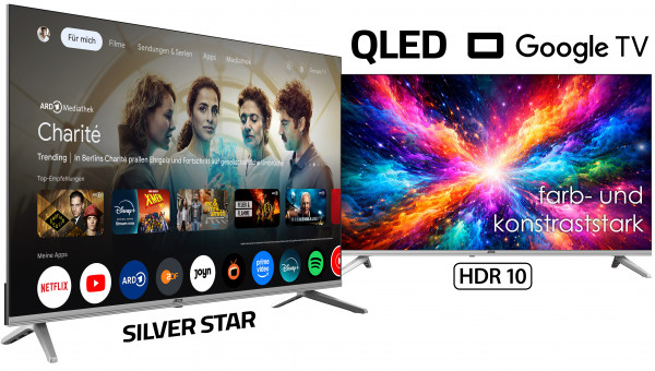 JTC-24 32 Zoll / 80 cm QLED Smart Fernseher, Android TV, Play Store, Google Sprachsteuerung, Triple