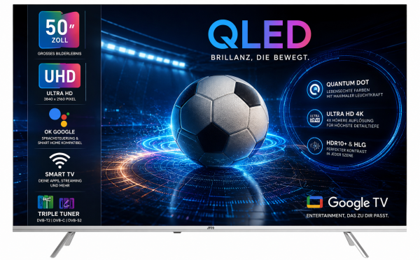 50" / 126 cm QLED UHD Smart TV JTCSQ50U39505G, Google TV, Triple Tuner, Sprachsteuerung