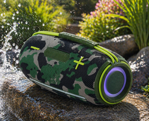 Bluetooth Outdoor Lautsprecher CamoBeat20 mit LED Farblichtern, 20 Watt, USB, AUX, microSD, TWS