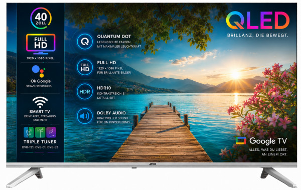 40 Zoll / 100 cm QLED Smart Fernseher JTCSQ40F39405G, Google TV, Sprachsteuerung, Triple Tuner